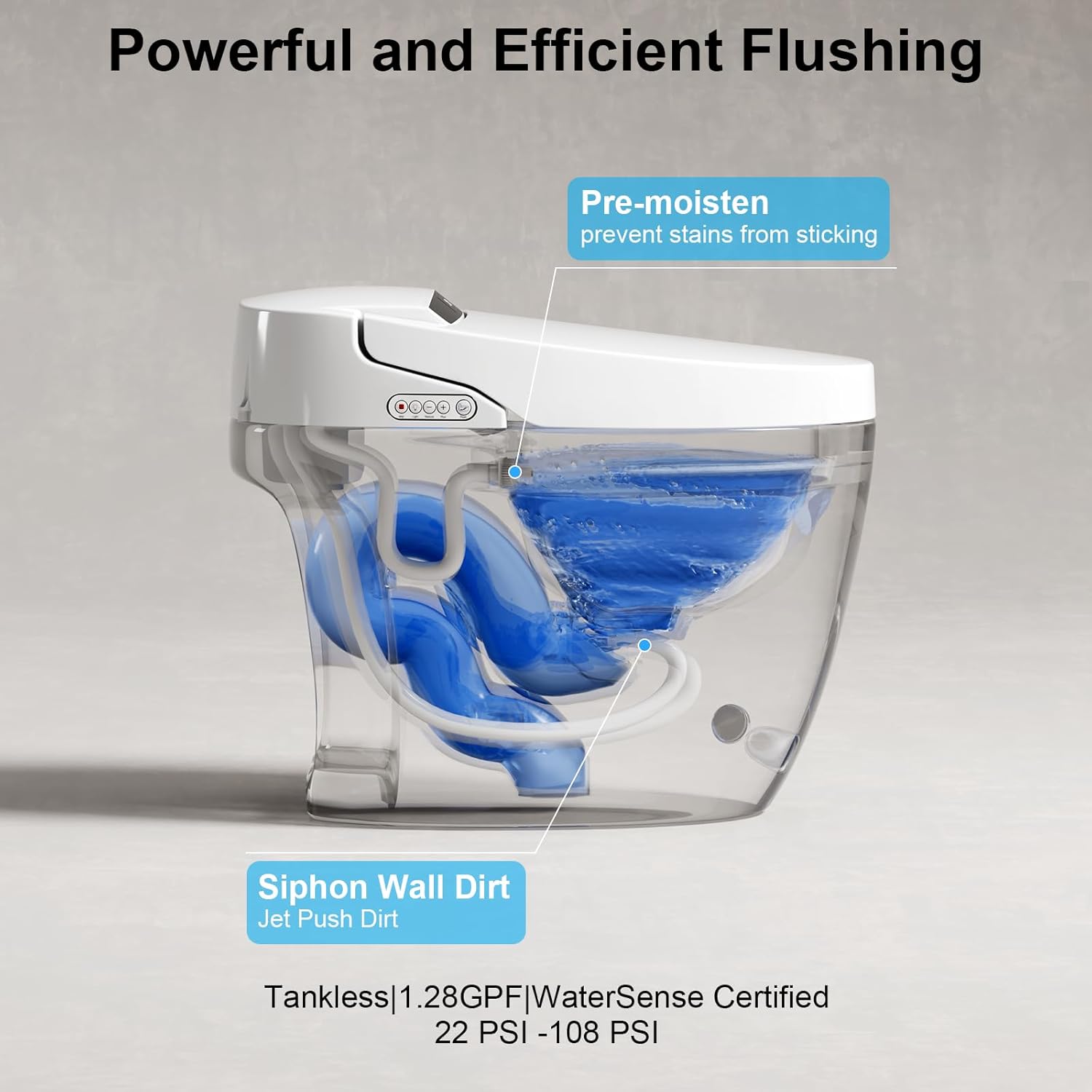 Vipbear Smart Toilet with Heated Seat and Night Light, Tankless Toilets for Bathroom