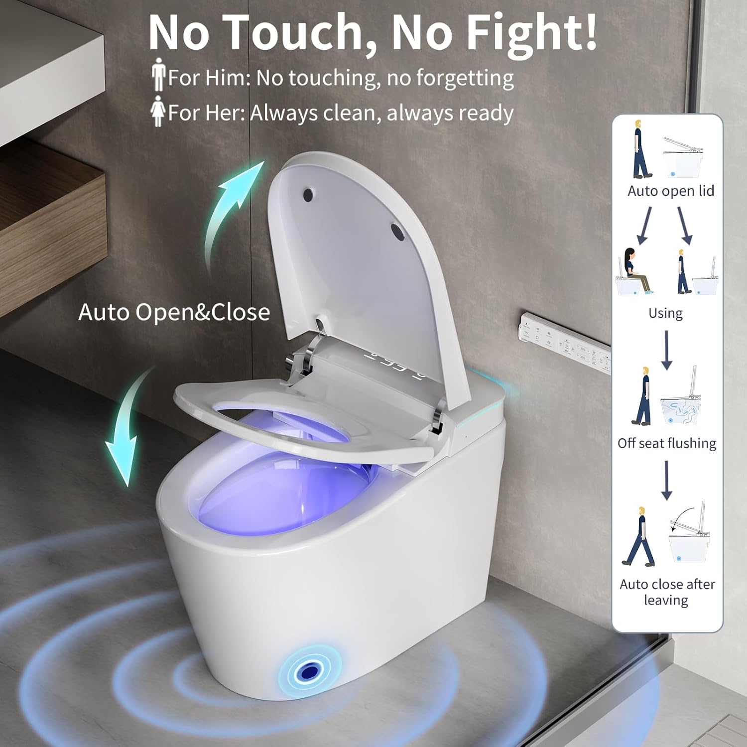Vipbear Smart Toilet with Bidet Built in, Bidet Toilet with Heated Seat and Night Light