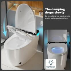 Vipbear Smart Toilet with Elongated Heated Seat, Auto Flush, Soft-Close Seat & Lid, Night Light