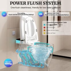 Vipbear Smart Toilet with Elongated Heated Seat, Auto Flush, Soft-Close Seat & Lid, Night Light