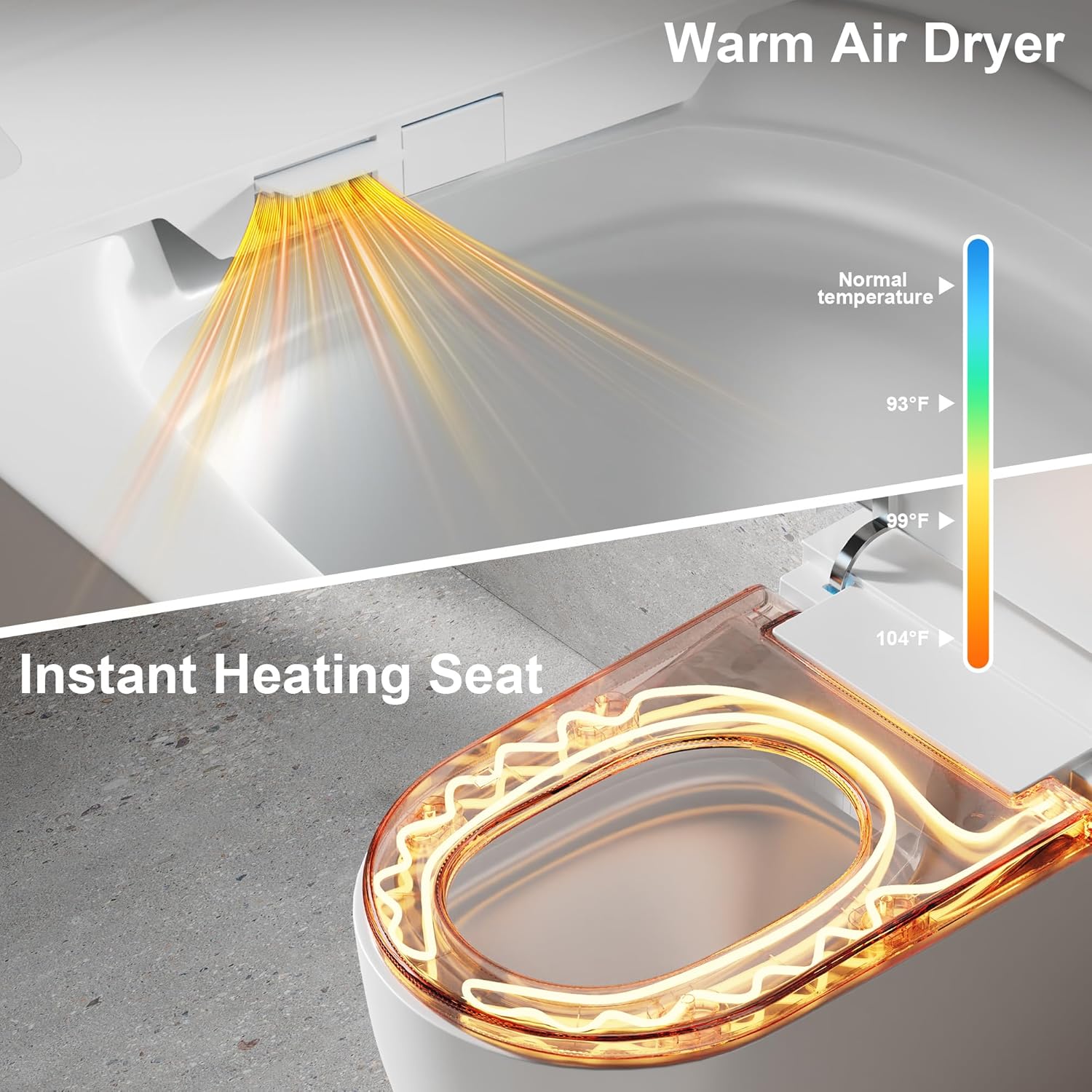 Vipbear Smart Toilet with Bidet Built in, Elongated Toilet with Heated Seat, Dryer, Auto-Lift Lid, Soft Close