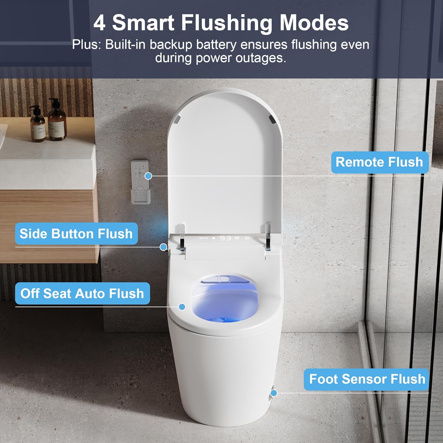 Vipbear Smart Toilet with Bidet Built in, Elongated Toilet with Heated Seat, Dryer, Auto-Lift Lid, Soft Close