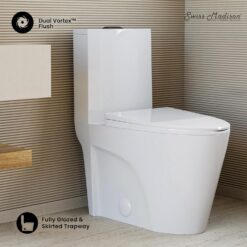 Swiss Madison St. Tropez SM-1T254HB One-Piece Elongated Toilet Vortex Dual-Flush 1.1/1.6 gpf