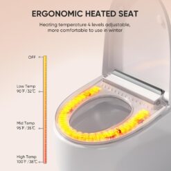 LEIVI Smart Toilet with Built-in Heated Seat, Tankless Toilet with Auto Flushing, Adjustable Seat Temp, Elongated