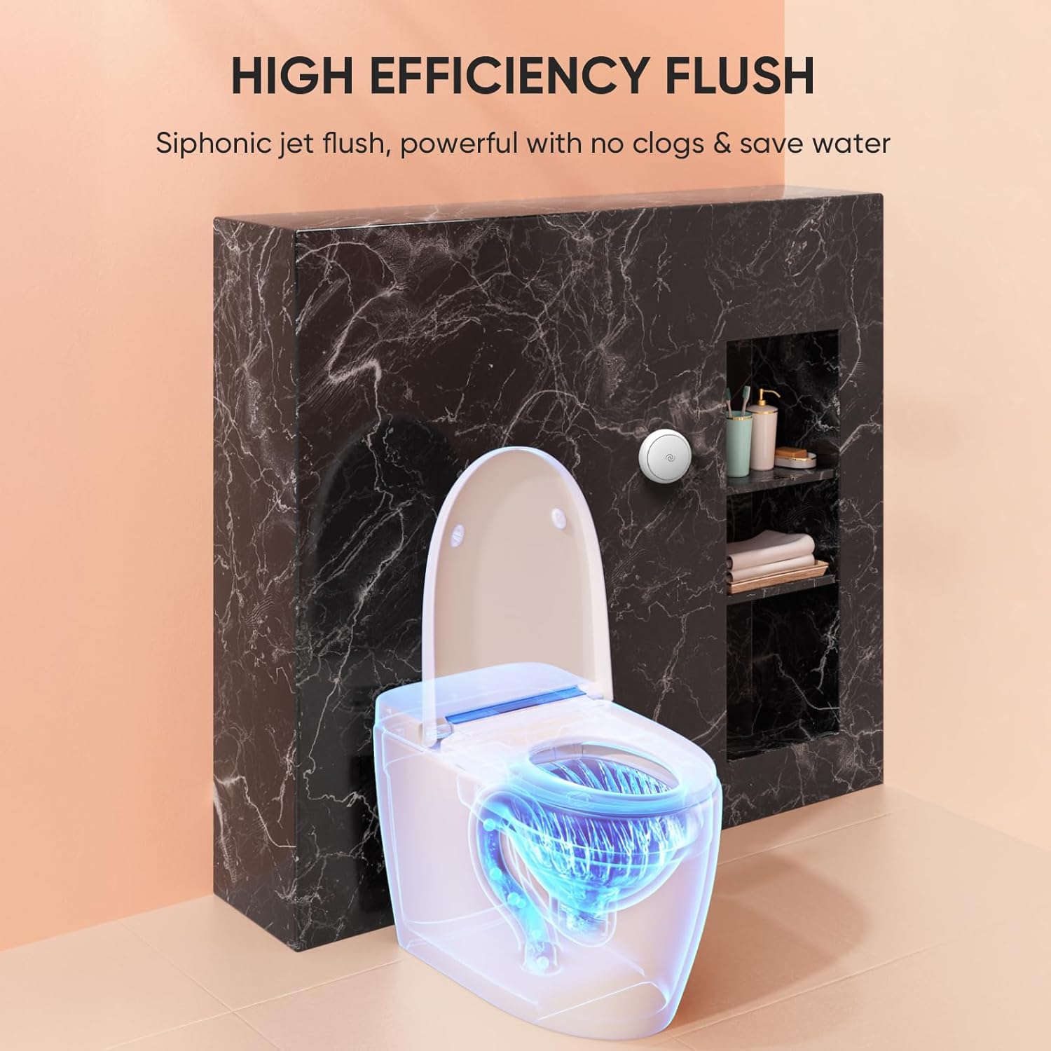 LEIVI Smart Toilet with Built-in Heated Seat, Tankless Toilet with Auto Flushing, Adjustable Seat Temp, Elongated