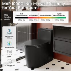 Black One Piece Toilet for Bathroom, Avg. 1.28 GPF Elongated Comfortable Seat Height Powerful Dual Flush Toilet, 12