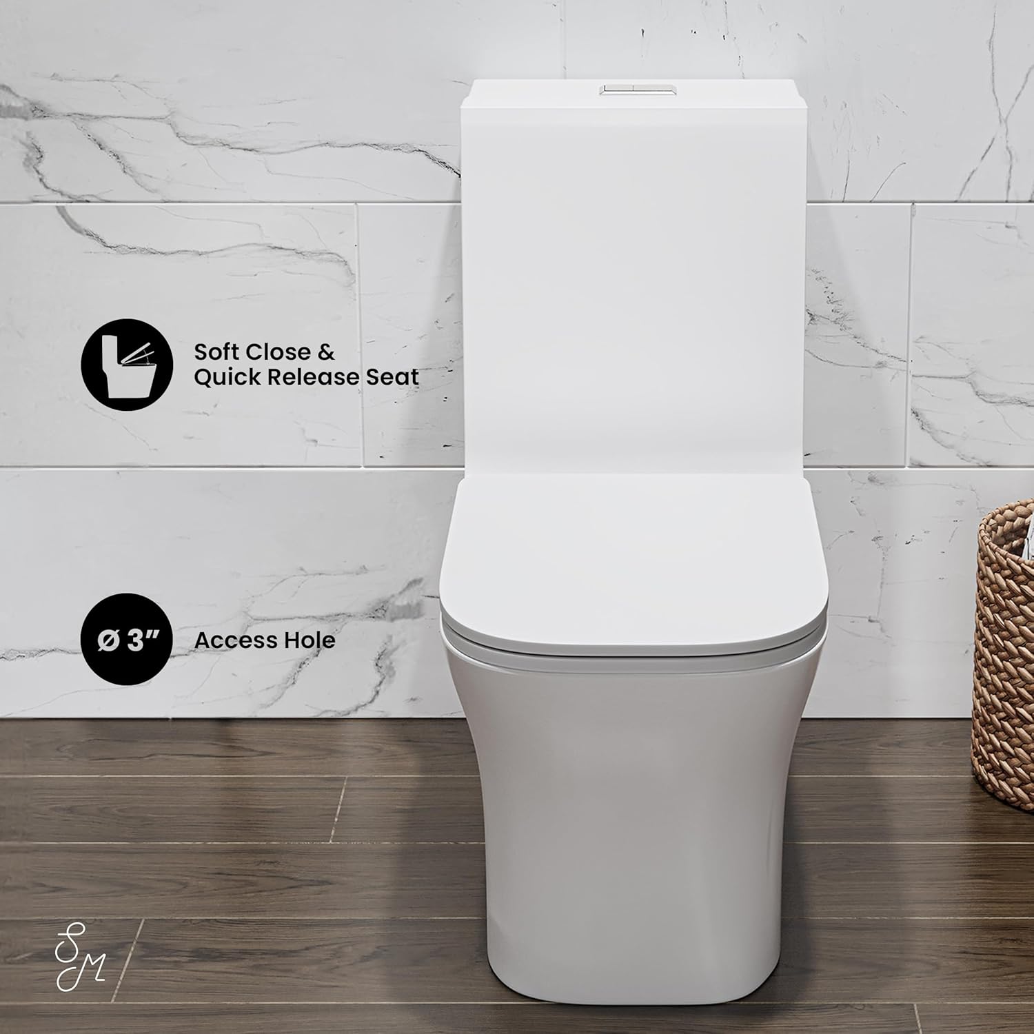 Swiss Madison Concorde One Piece Square Toilet Dual Flush 1.1/1.6 gpf in Matte White