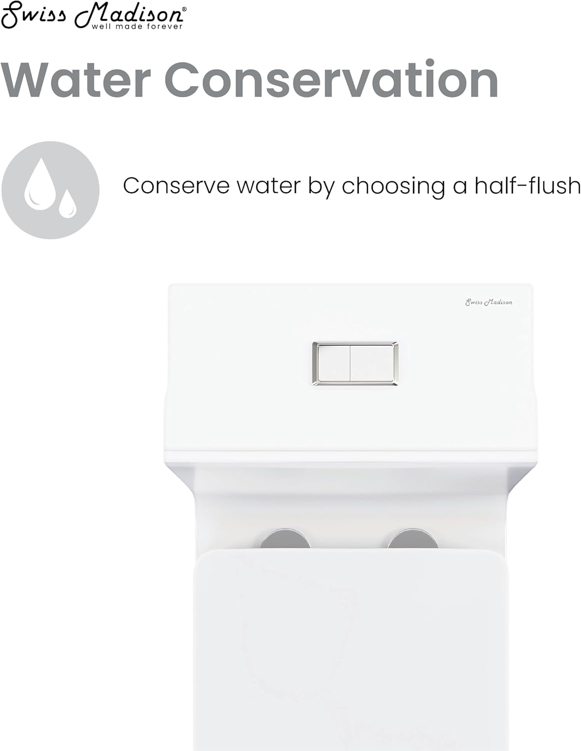 Swiss Madison Concorde One Piece Square Toilet Dual Flush 1.1/1.6 gpf in Matte White
