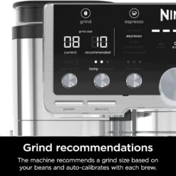 Ninja Luxe Café Pro Series, Espresso Machine, Drip Coffee, Cold Brew, Hot Water, Integrated Tamper, Built-in Grinder, Hands-Free Frother for Cappuccinos, Lattes, Americanos, Dairy or Non-Dairy, ES701