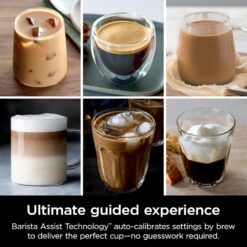 Ninja Luxe Café Pro Series, Espresso Machine, Drip Coffee, Cold Brew, Hot Water, Integrated Tamper, Built-in Grinder, Hands-Free Frother for Cappuccinos, Lattes, Americanos, Dairy or Non-Dairy, ES701