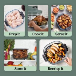 Ninja Crispi Pro 6-in-1 Glass Air Fryer | 6qt & 2.5qt Glass Containers with Storage Lids | Non-Toxic | Meal Prep, Microwave, Freezer & Dishwasher Safe | Air Fry, Bake & More | Ash Grey | AS101DG