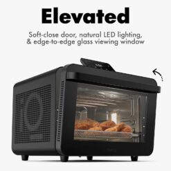 CHEF iQ MiniOven Smart Toaster Oven Air Fryer Combo, 11-in-1 Countertop Convection Oven, Bake, Broil, Air Fry, Broil, Dehydrate, 1750W, 25 Qt Capacity, Fast Cooking with Touchscreen Controls – Black