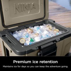 Ninja | Cooler | FrostVault 45QT Cooler with Wheels | Insulated with Temp Dry Storage Drawer | Keeps Ice Cold for Days | for The Beach, Camping, Picnics & More | Birch Beige | FB245CS