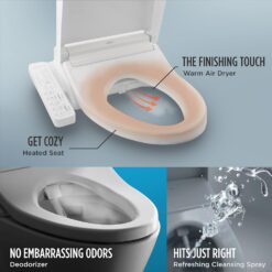 TOTO WASHLET C2 Electronic Bidet Toilet Seat with PREMIST and EWATER+ Wand Cleaning, Round, Cotton White - SW3073#01