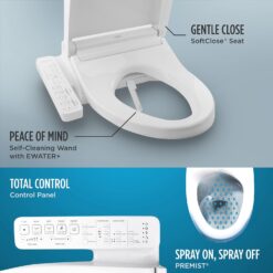 TOTO WASHLET C2 Electronic Bidet Toilet Seat with PREMIST and EWATER+ Wand Cleaning, Round, Cotton White - SW3073#01