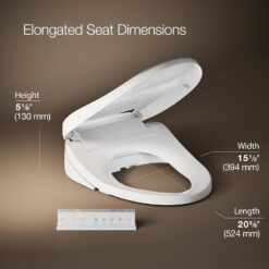 Kohler PureWash E820 Elongated Heated Bidet Toilet Seat, White with Remote Control