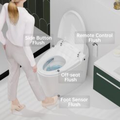 EPLO Smart Toilet, One Piece Bidet for Bathrooms, Modern Elongated Toilet with Warm Water, Dual Auto Flush, Foot Sensor Operation