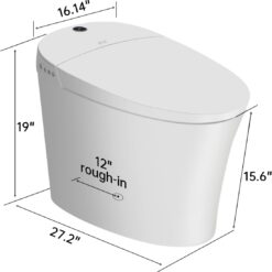 EPLO Smart Toilet, One Piece Bidet for Bathrooms, Modern Elongated Toilet with Warm Water, Dual Auto Flush, Foot Sensor Operation