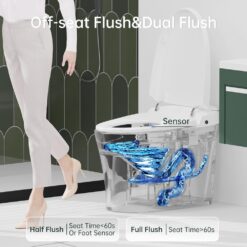 EPLO Smart Toilet, One Piece Bidet for Bathrooms, Modern Elongated Toilet with Warm Water, Dual Auto Flush, Foot Sensor Operation