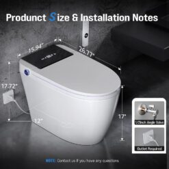 Smart Toilet with Built-In Bidet, Heated Seat & Dual Auto Flush, Foot Sensor, Tankless One-Piece Electric Toilet with Warm Water Wash, Air Dryer, LED Display & 1000g Powerful Flush, 1.28GPF