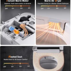 Smart Toilet with Built-In Bidet, Heated Seat & Dual Auto Flush, Foot Sensor, Tankless One-Piece Electric Toilet with Warm Water Wash, Air Dryer, LED Display & 1000g Powerful Flush, 1.28GPF