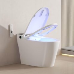 Smart Toilet with Bidet Built-In and Tank – Foam Shield, Heated Seat, Dual Flush, Warm Water & Dryer, Foot Sensor, Night Light, and Wireless Remote Control