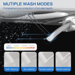 Smart Toilet with Bidet Built-In and Tank – Foam Shield, Heated Seat, Dual Flush, Warm Water & Dryer, Foot Sensor, Night Light, and Wireless Remote Control