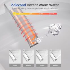 Smart Toilet with Bidet Built In, Auto Open & Close, Foot Sensor Flush, Heated Seat, Warm Water, Dryer, Tankless Dual Flush Elongated Toilet, Foam Shield, LED Night Light & Remote Control