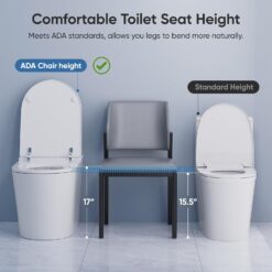Smart Toilet with Bidet Built in, Electric Bidet Toilet with Auto Lid Opening, Bidet with Heated Seat, Warm Water & Dryer, Auto Flushing, Night Light, Elongated