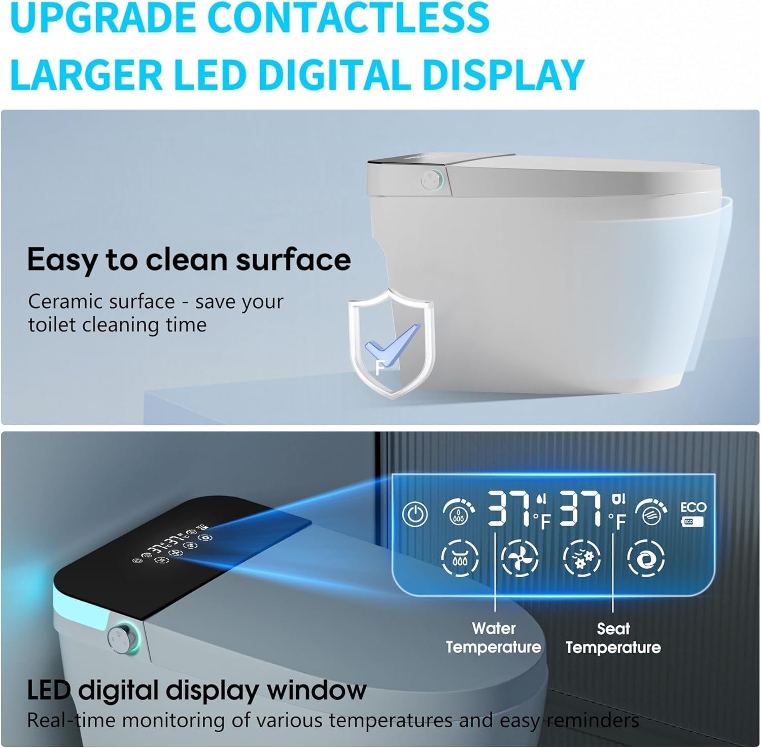 TDH Smart Tankless Toilet, Heated Seat with Warm Water Sprayer & Dryer, Walk Away Auto Flush and Close,One Piece Toilet for Bathrooms with Remote Control