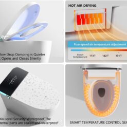 TDH Smart Tankless Toilet with Built In,Tankless Toilet with Foot Sensor, Heated Seat with Warm Water Sprayer & Dryer, Night Light,Upgrade Ceramic