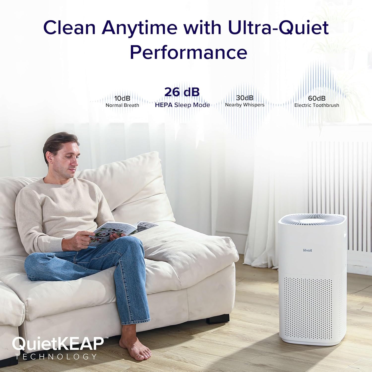 LEVOIT Air Purifiers for Home, Large Room Up to 2933 Ft², Core 600S-P, White