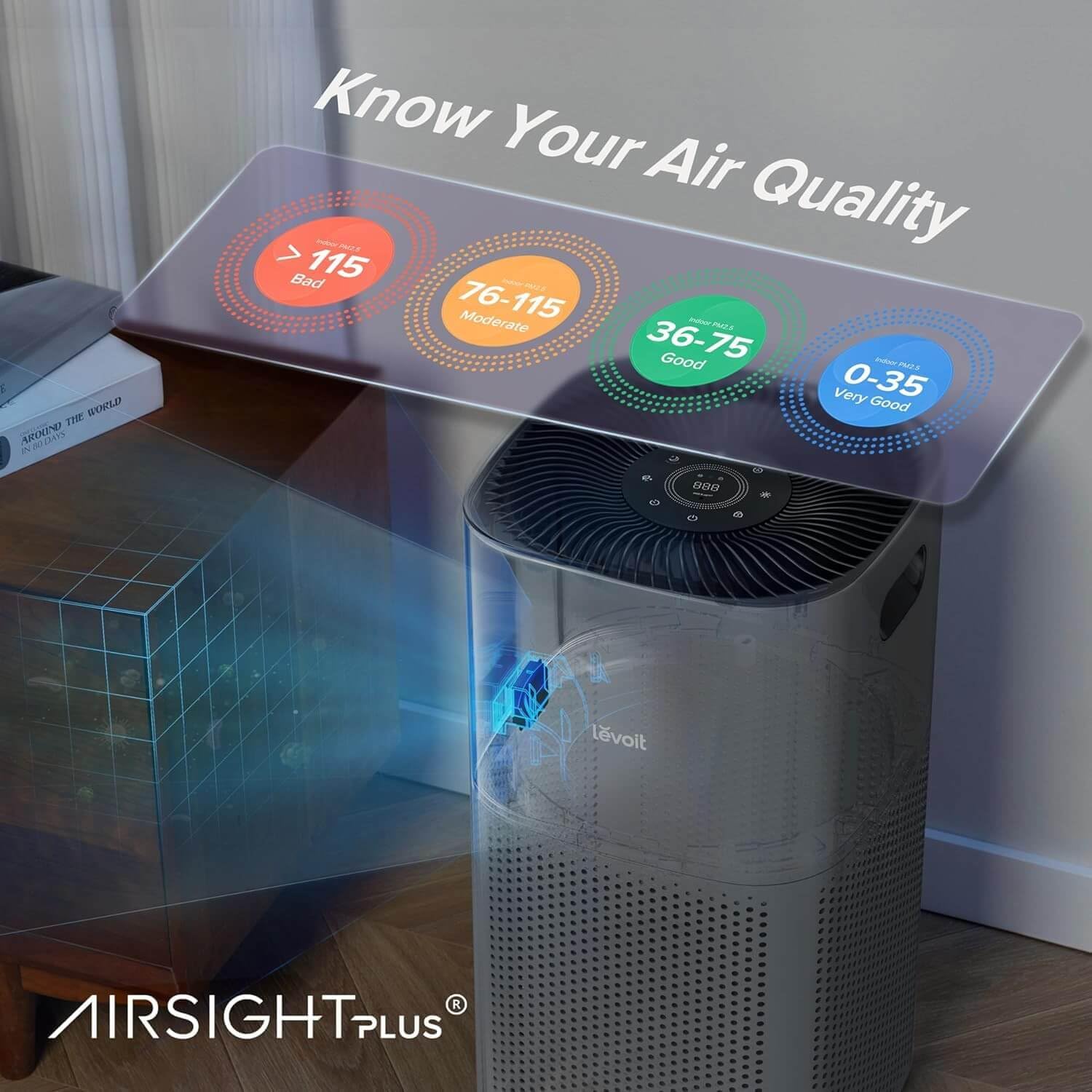 LEVOIT Air Purifiers for Home, Large Rooms Up to 2933 Ft², Core 600S-P, Gray