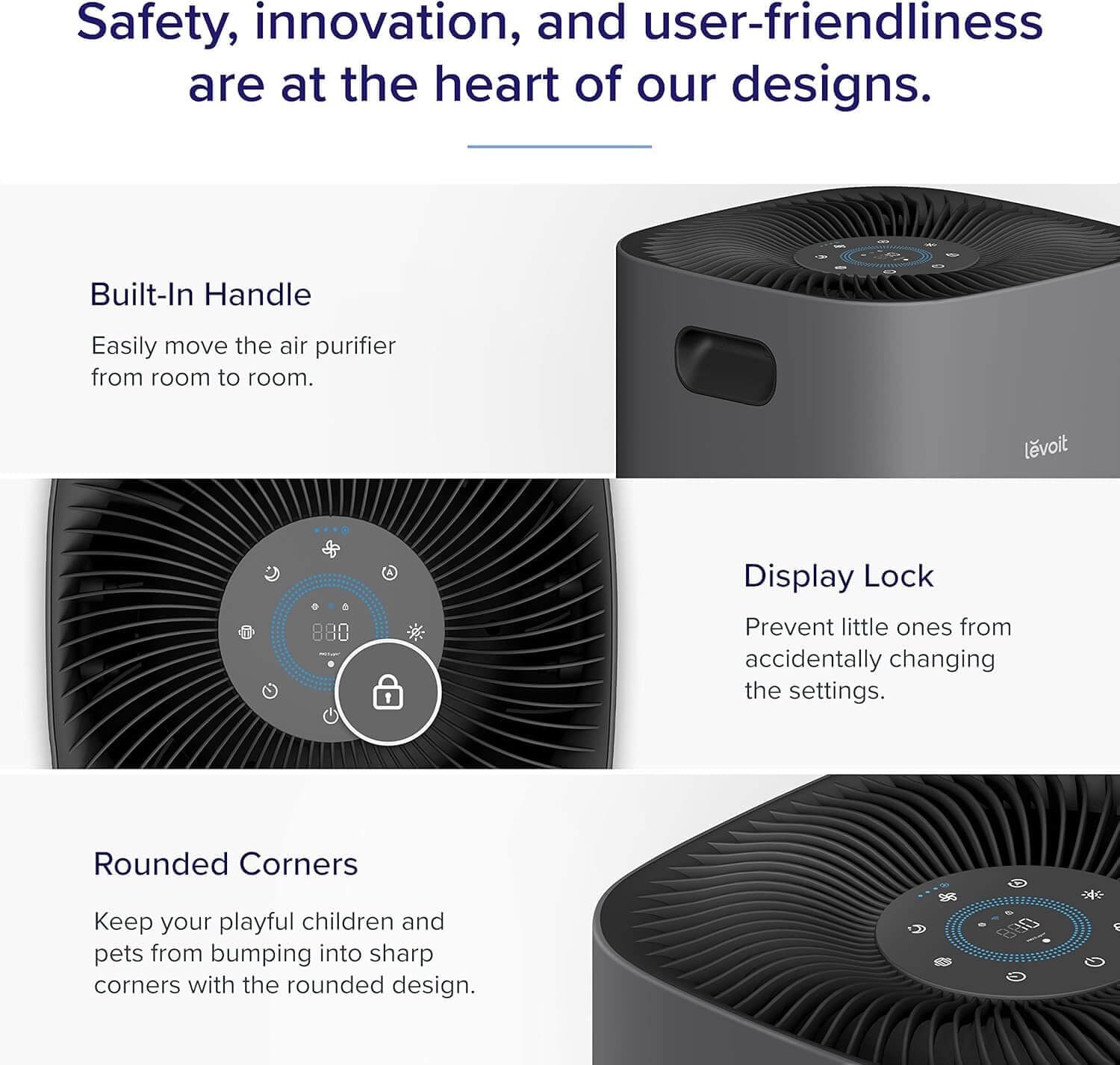 LEVOIT Air Purifiers for Home, Large Rooms Up to 2933 Ft², Core 600S-P, Gray