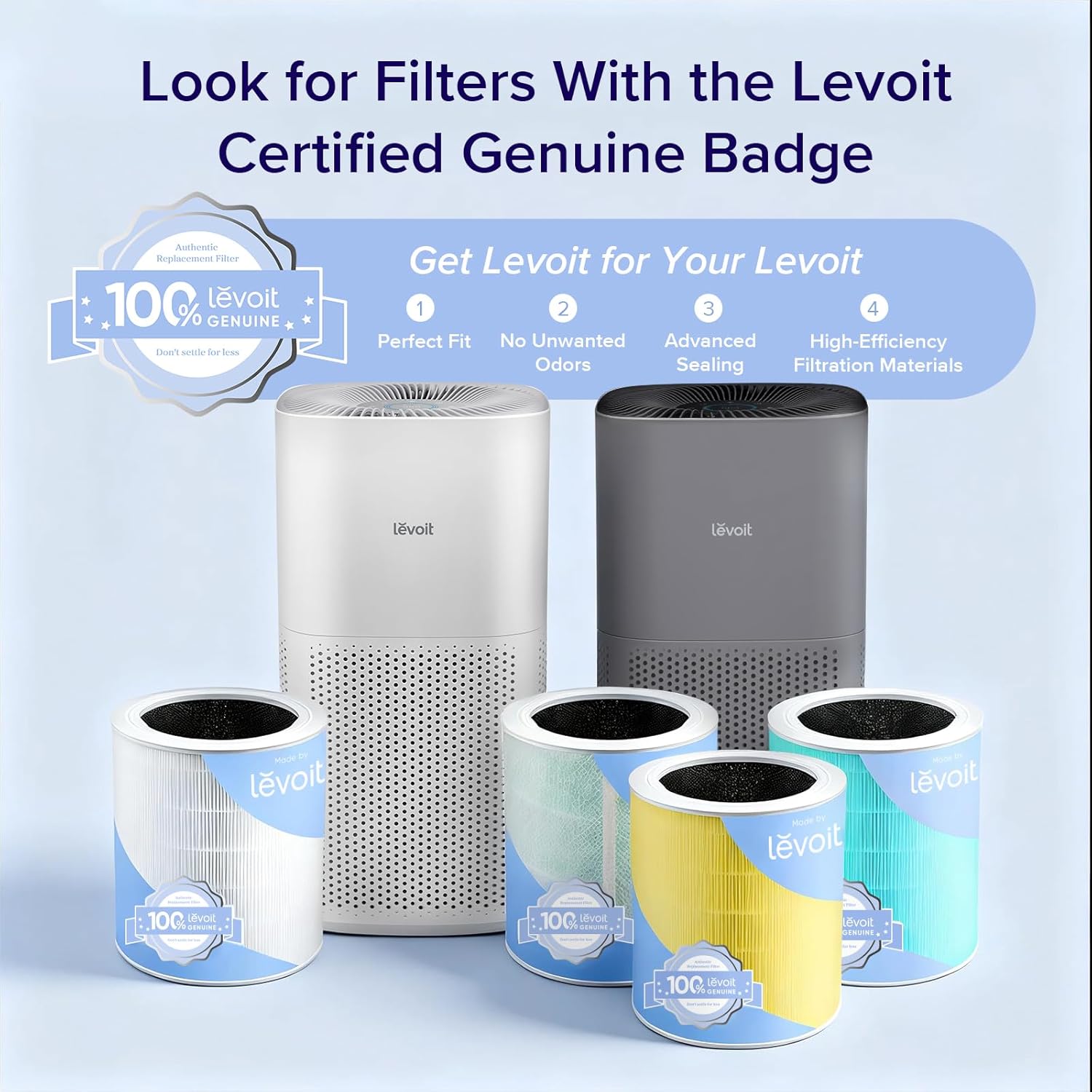 LEVOIT Air Purifiers for Home, Large Rooms Up to 2933 Ft², Core 600S-P, Gray