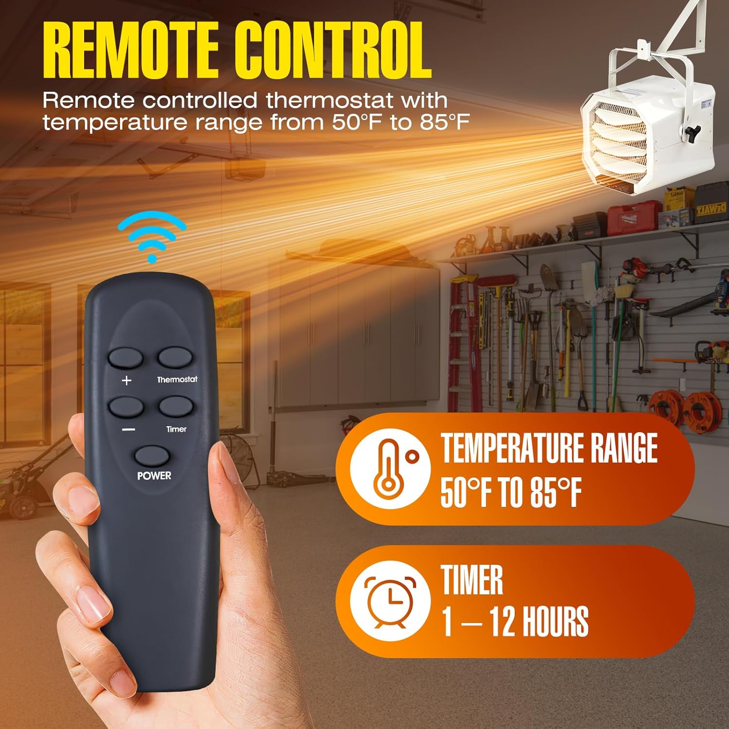 DR. INFRARED HEATER DR-910F 10,000-Watt 240V Heavy-Duty Hardwired Shop Garage Heater Wall/Ceiling Mounted