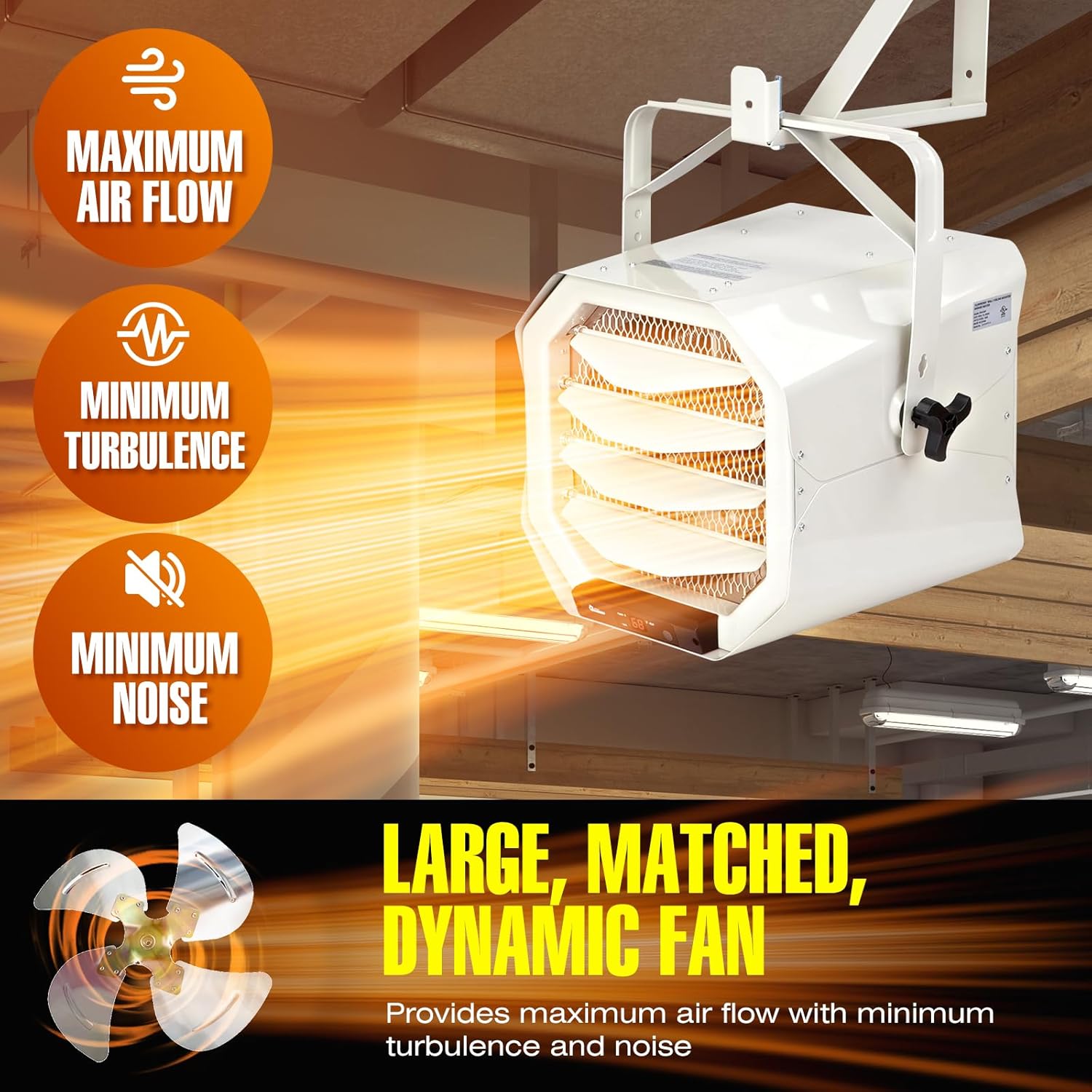 DR. INFRARED HEATER DR-910F 10,000-Watt 240V Heavy-Duty Hardwired Shop Garage Heater Wall/Ceiling Mounted