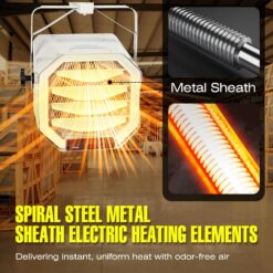 DR. INFRARED HEATER DR-910F 10,000-Watt 240V Heavy-Duty Hardwired Shop Garage Heater Wall/Ceiling Mounted
