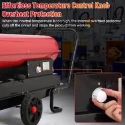 PioneerWorks 175000 BTU Diesel and Kerosene Space Heater, 51L Fuel Tank Capacity