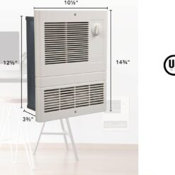 Broan-NuTone 9815WH High Capacity Wall Heater with Built-In Adjustable Thermostat, 1500W, 120/240V, White