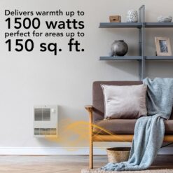 Broan-NuTone 9815WH High Capacity Wall Heater with Built-In Adjustable Thermostat, 1500W, 120/240V, White