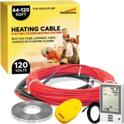 HEATWAVE Floor Heating Cable 120V - 64-120 sq ft Heated Floor System, Underfloor Electric Heat Cable Warmer