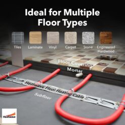 HEATWAVE Floor Heating Cable 120V - 64-120 sq ft Heated Floor System, Underfloor Electric Heat Cable Warmer