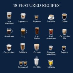 De'Longhi Magnifica Plus Fully Automatic Espresso Machine - Brew 18+ One Touch Coffee Recipes for up to 4 User Profiles, Automatic Milk Steam Wand & Built-in Grinder, Touchscreen Display