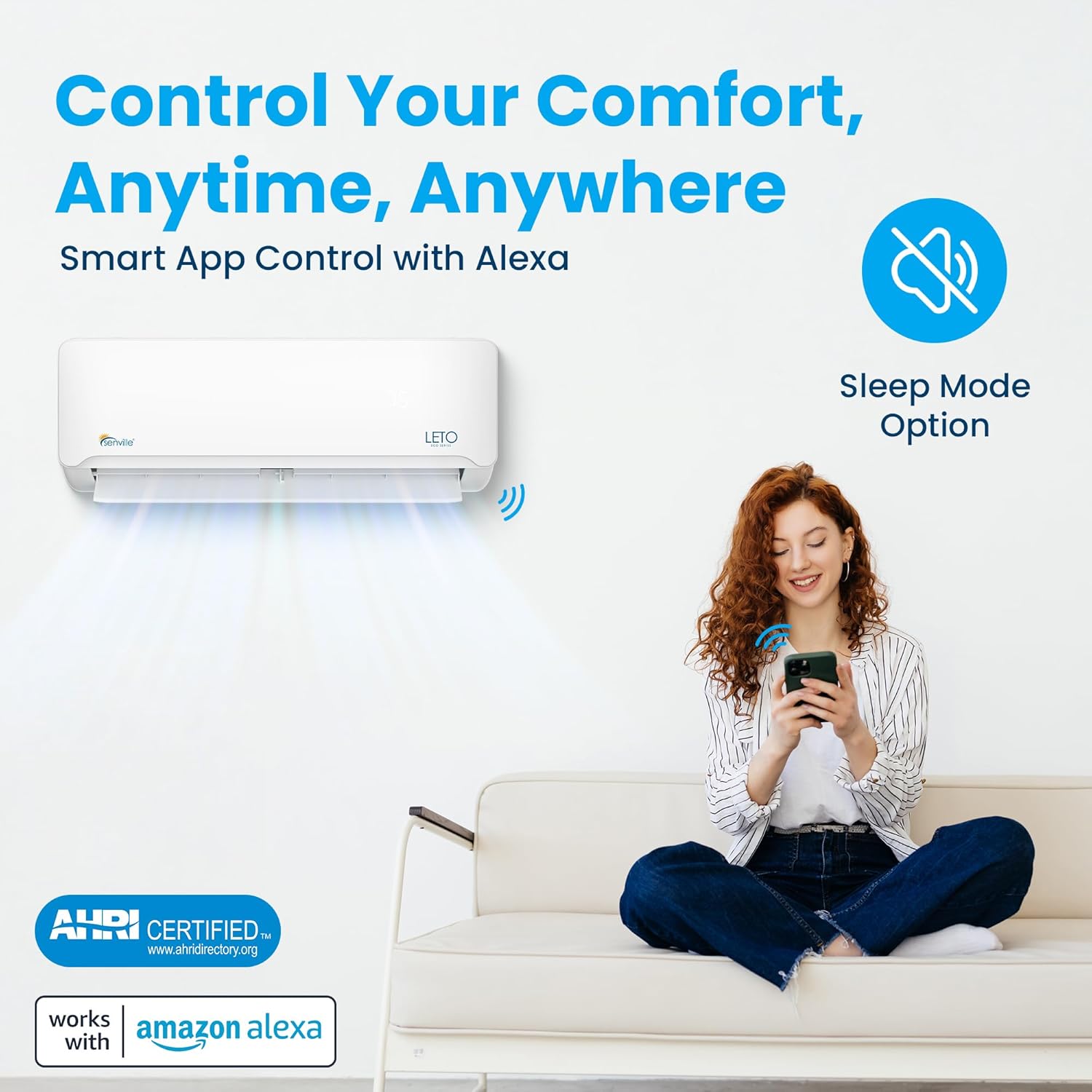 Senville LETO Series Mini Split Air Conditioner Heat Pump, 18000 BTU 208/230V, Inverter, 1.5 Ton