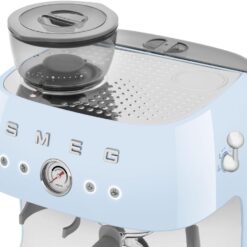 Smeg EGF03 Semi-Automatic Espresso Machine with Built-In Grinder, Dual Thermoblock, 50’s Retro Style – Pastel Blue (120 V)