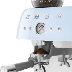 Smeg EGF03 Semi-Automatic Espresso Machine with Built-In Grinder, Dual Thermoblock, 50’s Retro Style – Pastel Blue (120 V)