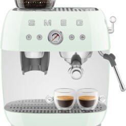 Smeg EGF03 Semi-Automatic Espresso Machine with Built-In Grinder, Dual Thermoblock, 50’s Retro Style – Pastel Green (120 V)