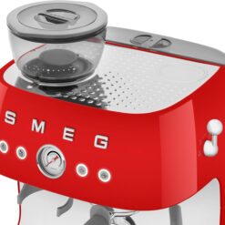 Smeg EGF03 Semi-Automatic Espresso Machine with Built-In Grinder, Dual Thermoblock, 50’s Retro Style – Red (120 V)