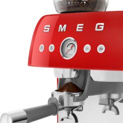 Smeg EGF03 Semi-Automatic Espresso Machine with Built-In Grinder, Dual Thermoblock, 50’s Retro Style – Red (120 V)